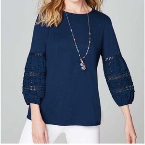 J. Jill blue eyelet blouse: size M NWT